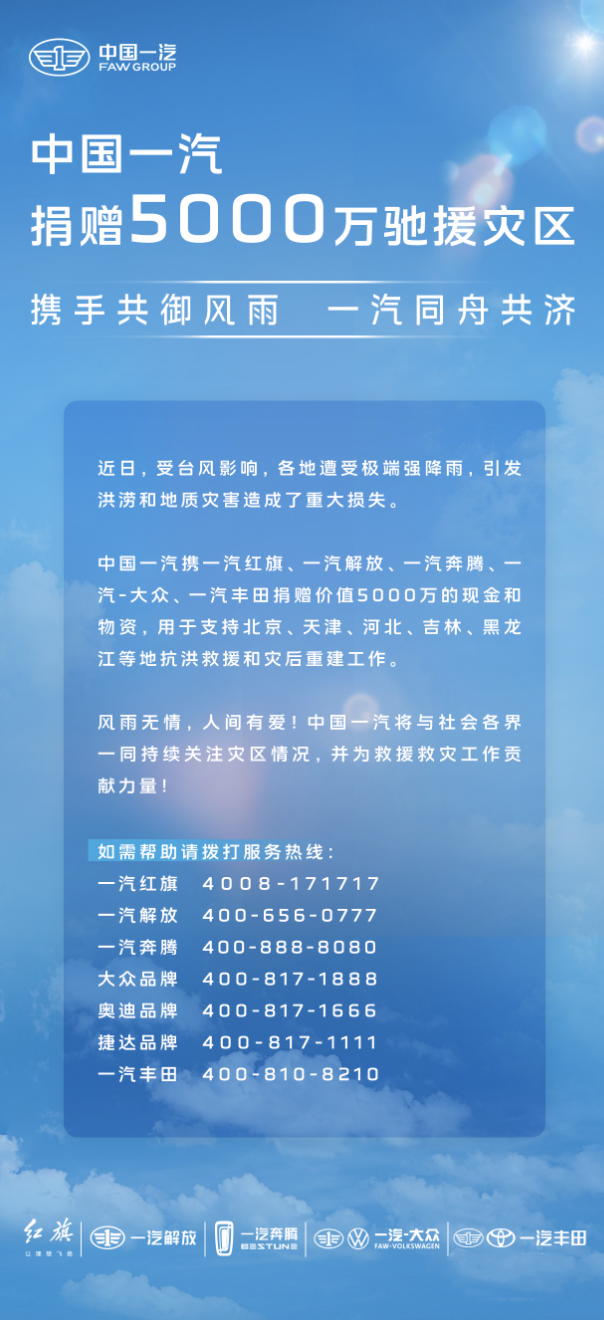 勇?lián)肫笊鐣?huì)責(zé)任 中國一汽捐贈(zèng)5000萬支持災(zāi)區(qū)救援重建